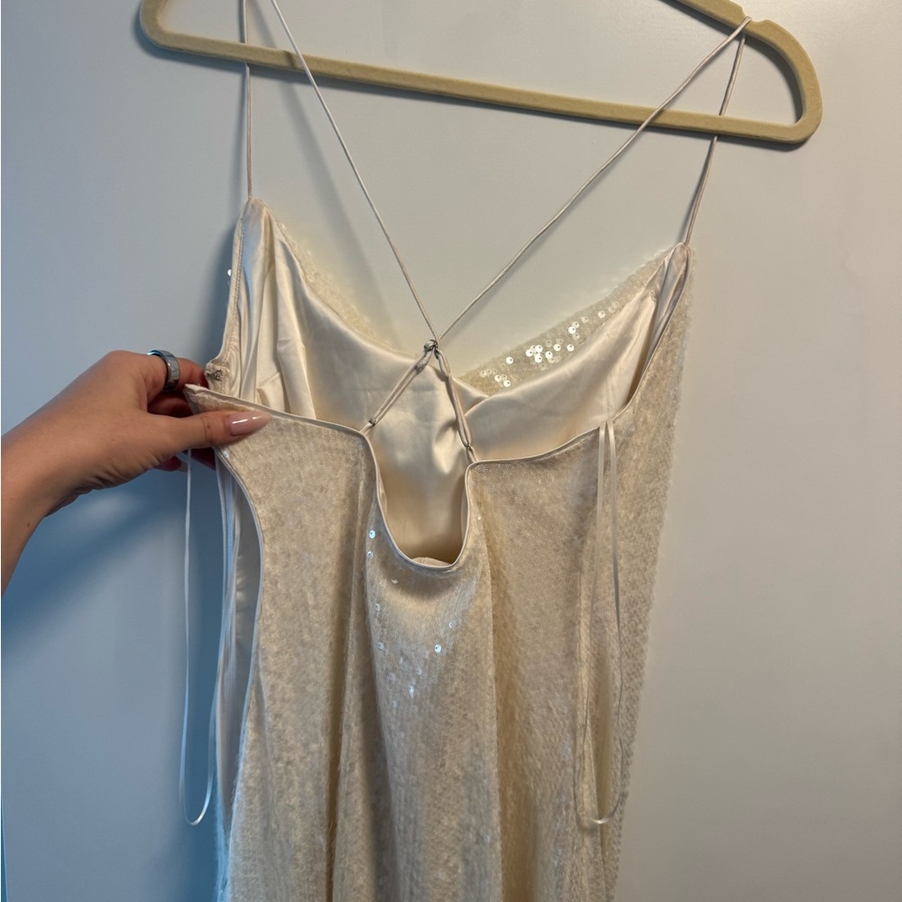 Anthropologie Cream Sequin Dress - Picture 3 of 6